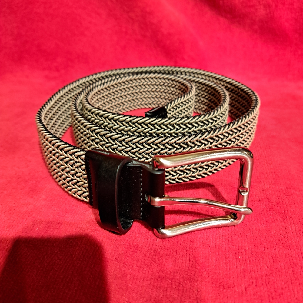 Men's Black and Tan Woven Belt